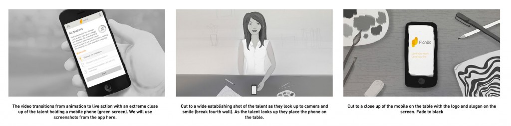 Animated storyboard for PlanDo live action video