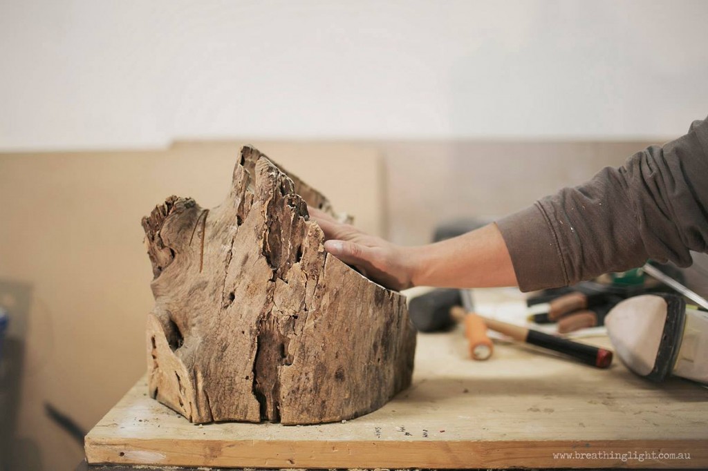 Hand on interactive Wood Stump