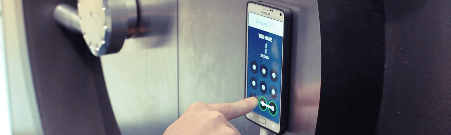 Person interacts with Samsung Safe gamification experience.