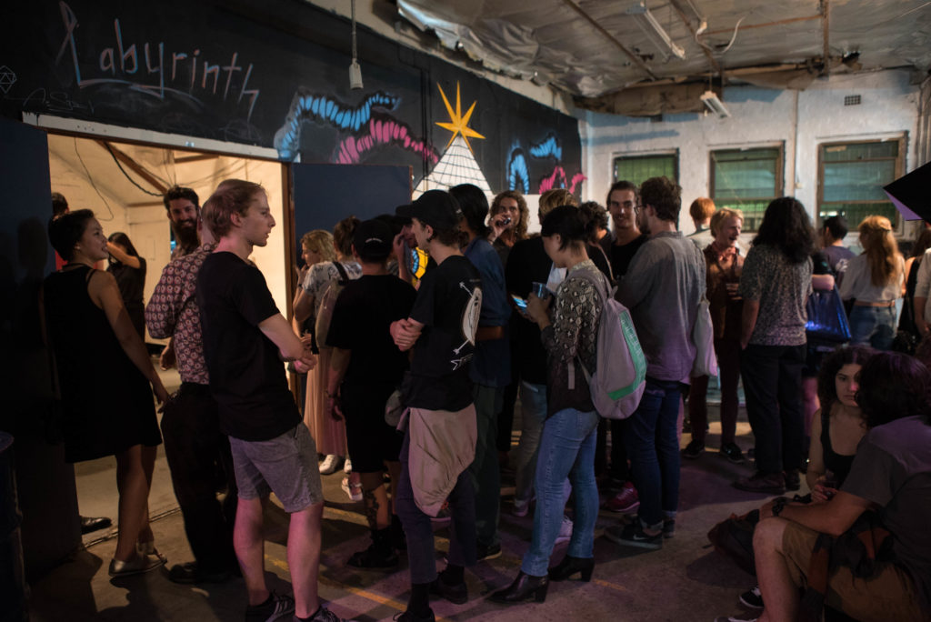 Queue of people to play Virtual Reality Anti-Game