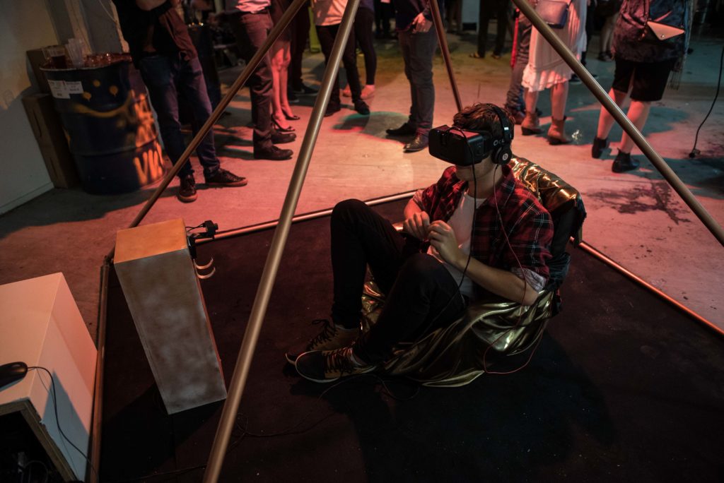 User playing in Virtual Reality Pyramid Game