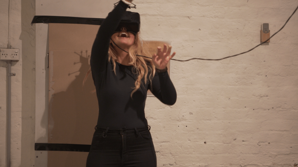 User participating in Virtual Reality Anti-Game