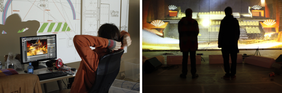 Collage of S1T2 team working and testing AECOM Interactive Visualisation