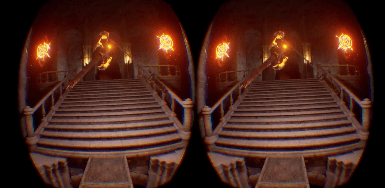 Inside the Vivid Ideas Mixed Reality Sword Fight in virtual reality headset.