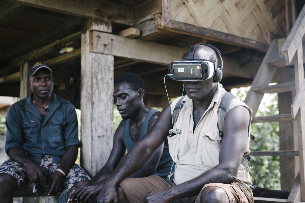 Bougainville locals testing the virtual reality documentary
