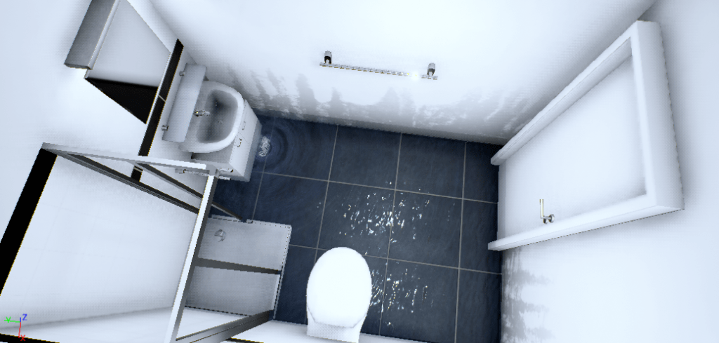 Bathroom water damage in mobile VR