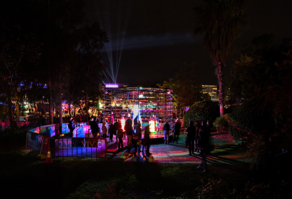 Revive The Reef installation in the distance at Vivid Sydney 2018