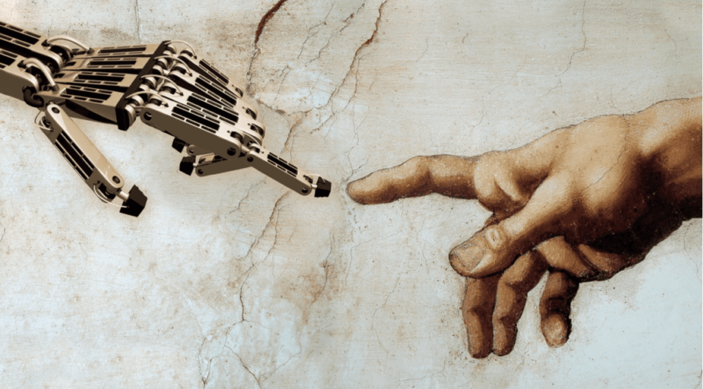 Computer hand meets human hand in homage to Michelangelo's 'The Creation of Adam'