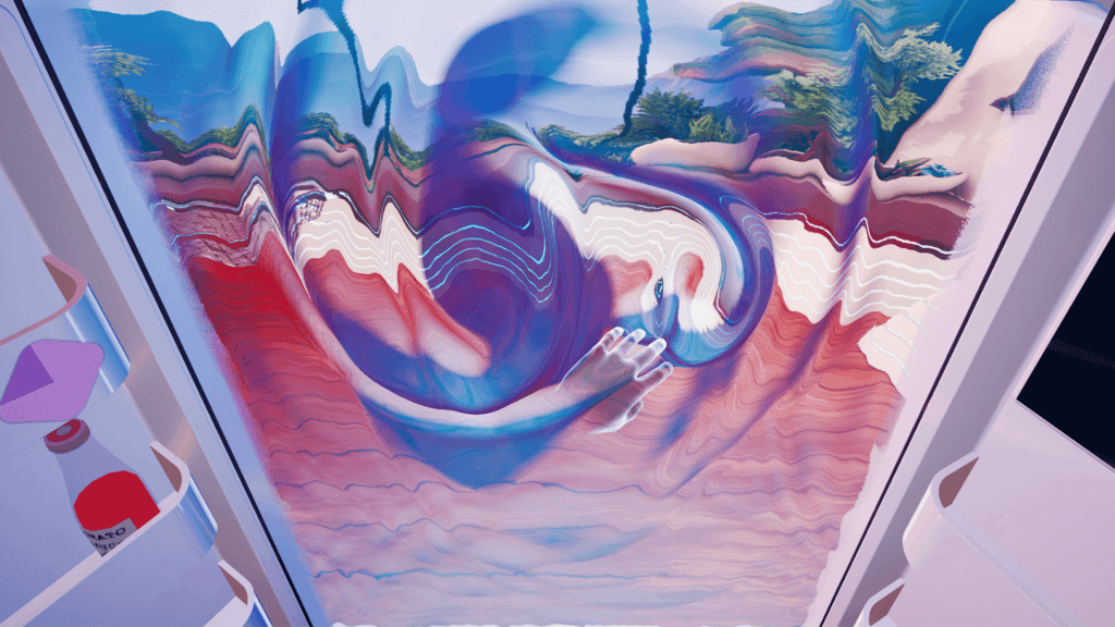 Swirling fridge portal in Future of Retail VR