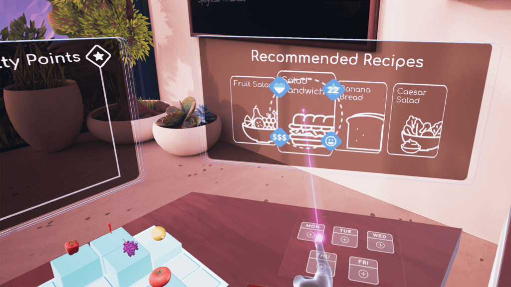 Recommended recipes UI in Future of Retail VR