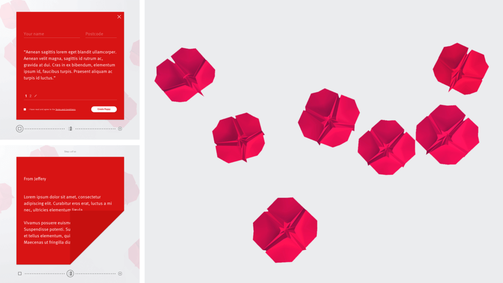 Origami concept for poppies on the Queensland Remembers site