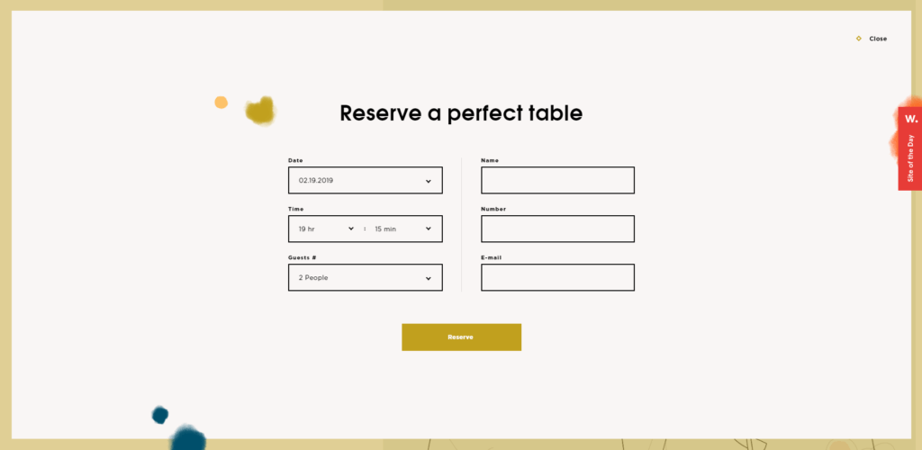 Spicy No Spicy's well designed reservations website form