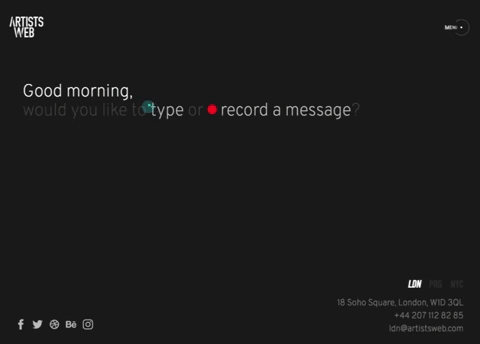 Artists Web audio option for contact message