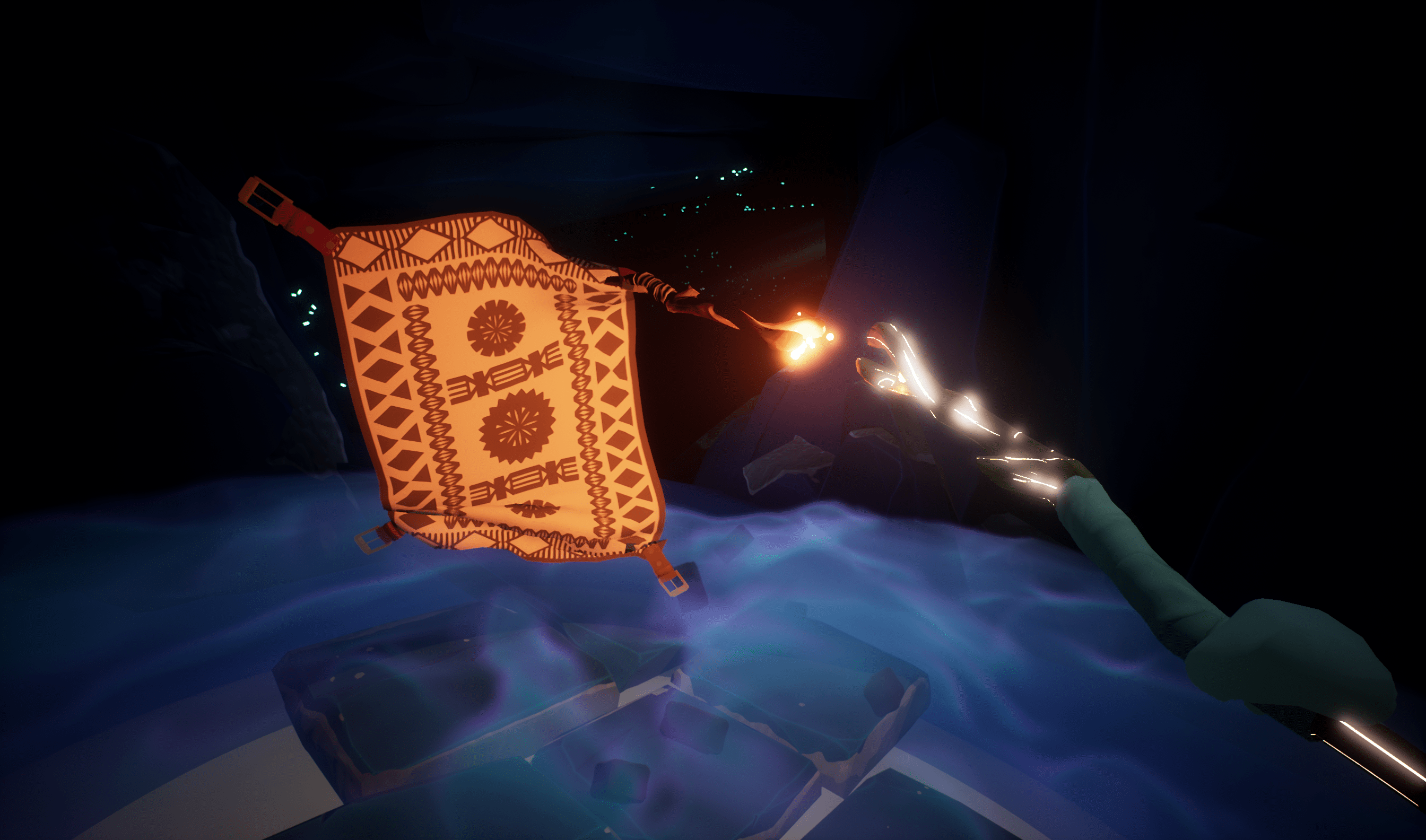 Screenshot of magic carpet interactions in S1T2’s Beyond the Stars virtual reality experience