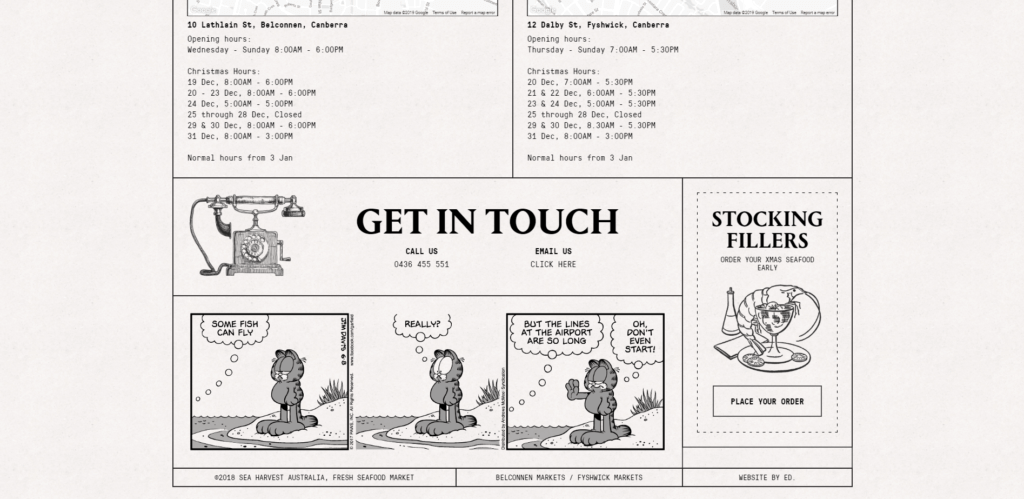 SeaHarvest's newspaper-inspired contact form