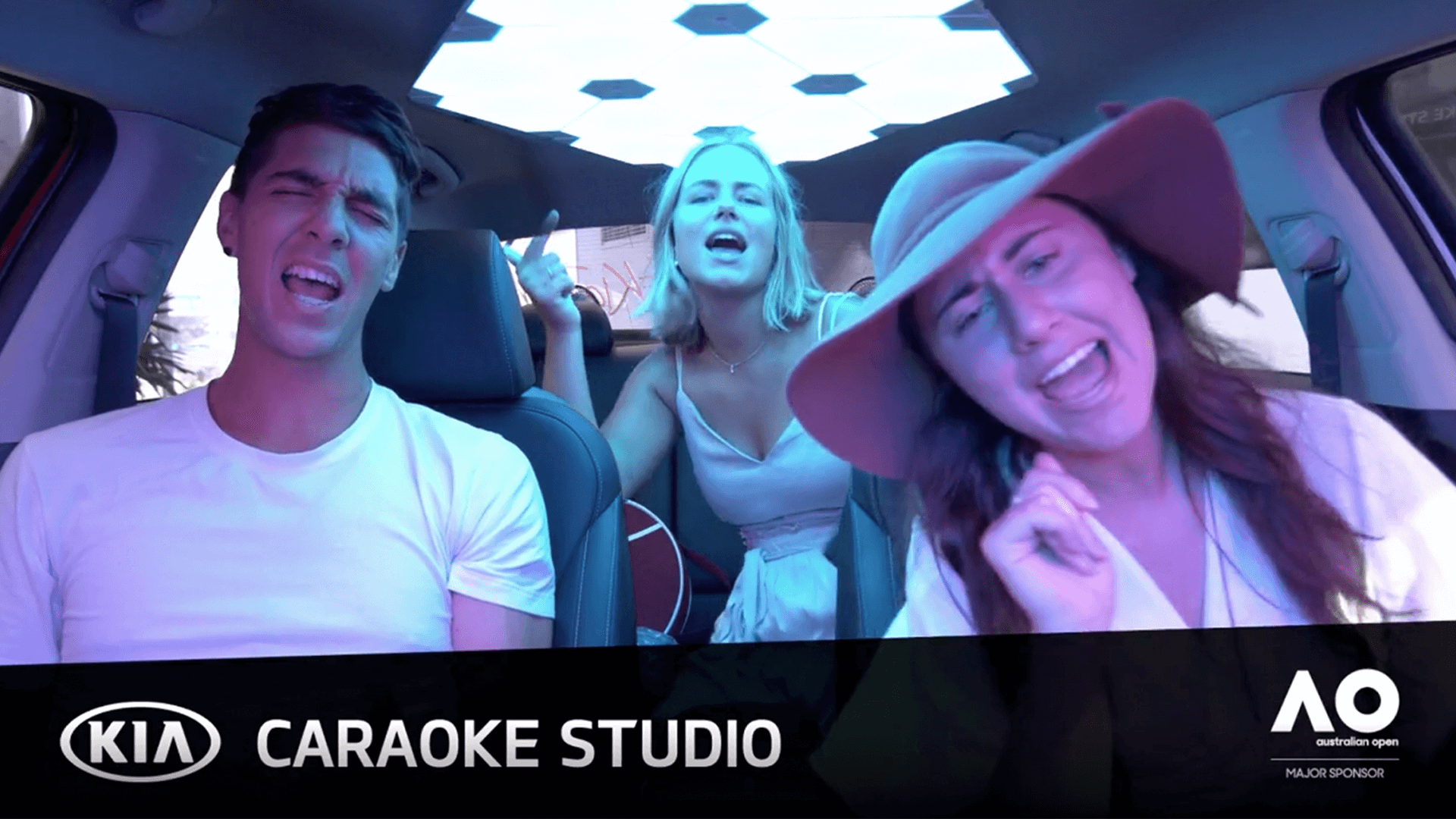 Screenshot from the in-car experience of Kia Caraoke Studio