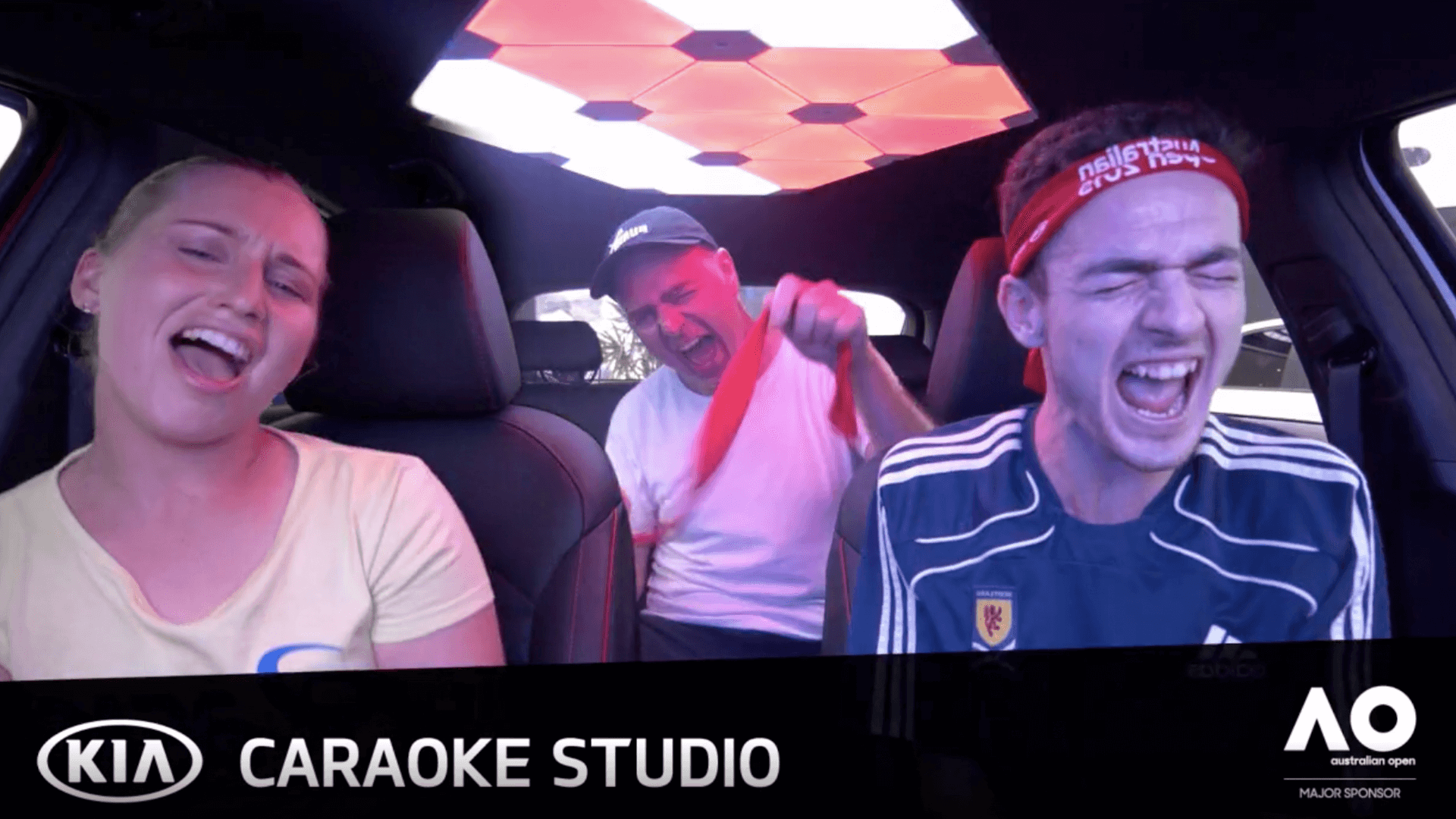Screenshot of in-car experience at Kia Caraoke Studio