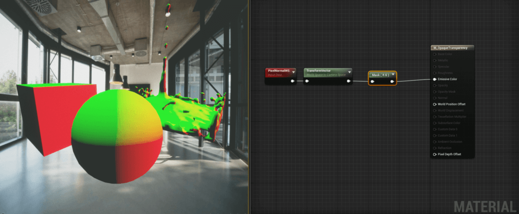 Screenshot of negative colour surface normals in UE4