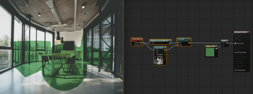 Screenshot of test scene of AR transparency in Unreal Engine