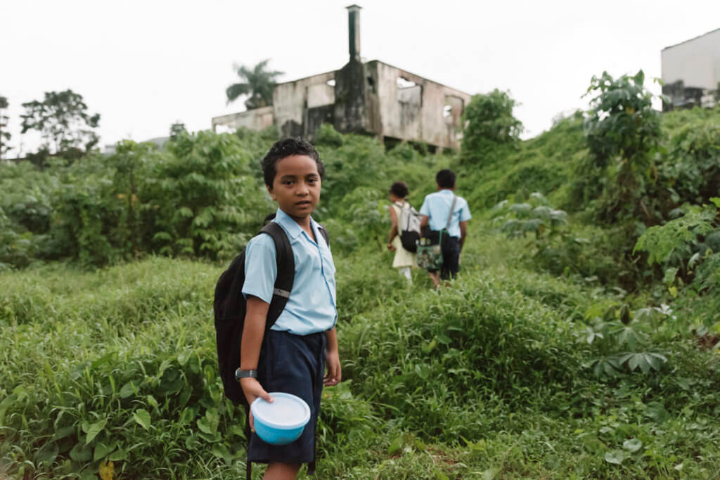 Still image of children from UNICEF TVC Draw the Line