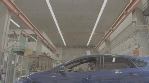 Man in virtual reality tests the Ford Explorer VR in a car at the University of Sydney Aerospace Lab