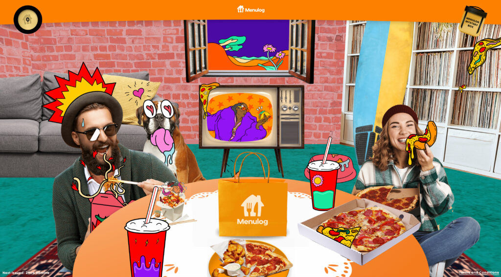 Pizza party scene from the Snoop TVC inspired Menulog Baller Banquet